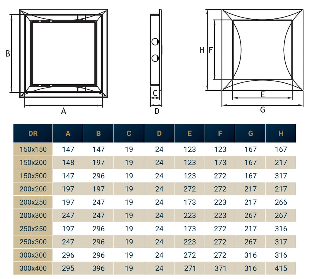 Access Panel Door PP, White 250mm x 250mm