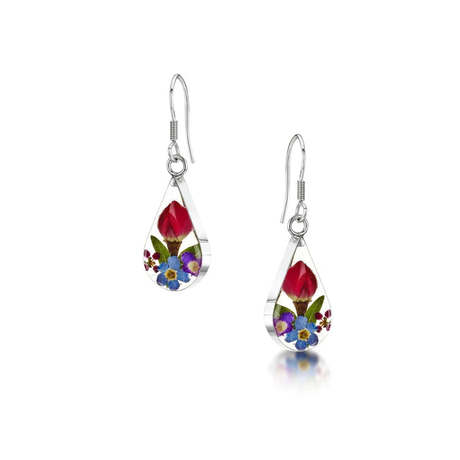 Mixed Flower Teardrop Dangle Drop Earrings