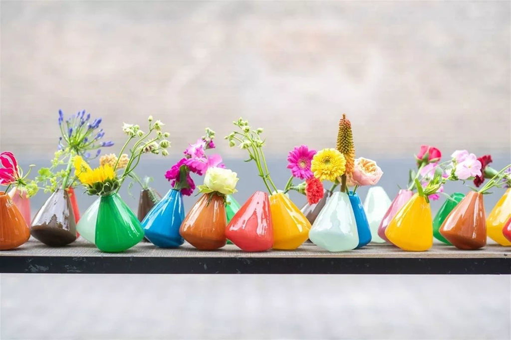 TUMBLING VASE - H12 D10 cm - OCHRE