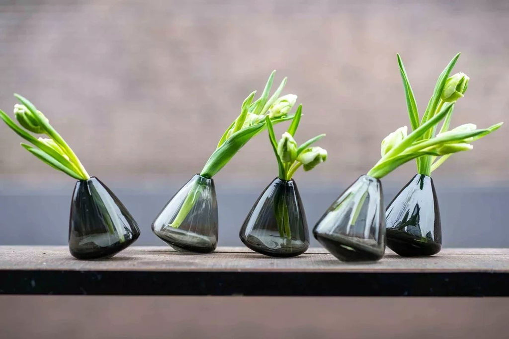 TUMBLING VASE - H12 D10 cm - SMOKE Glass