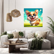 Cheerful Corgi Caricature Canvas