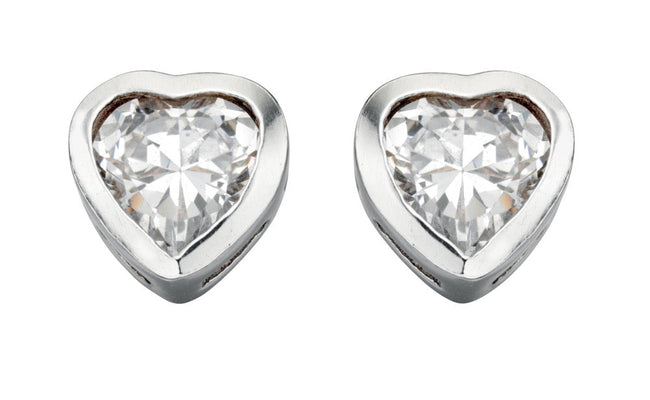 Beginnings Heart Stud Earrings with Cubic Zirconia