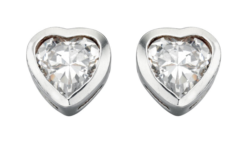 Beginnings Heart Stud Earrings with Cubic Zirconia