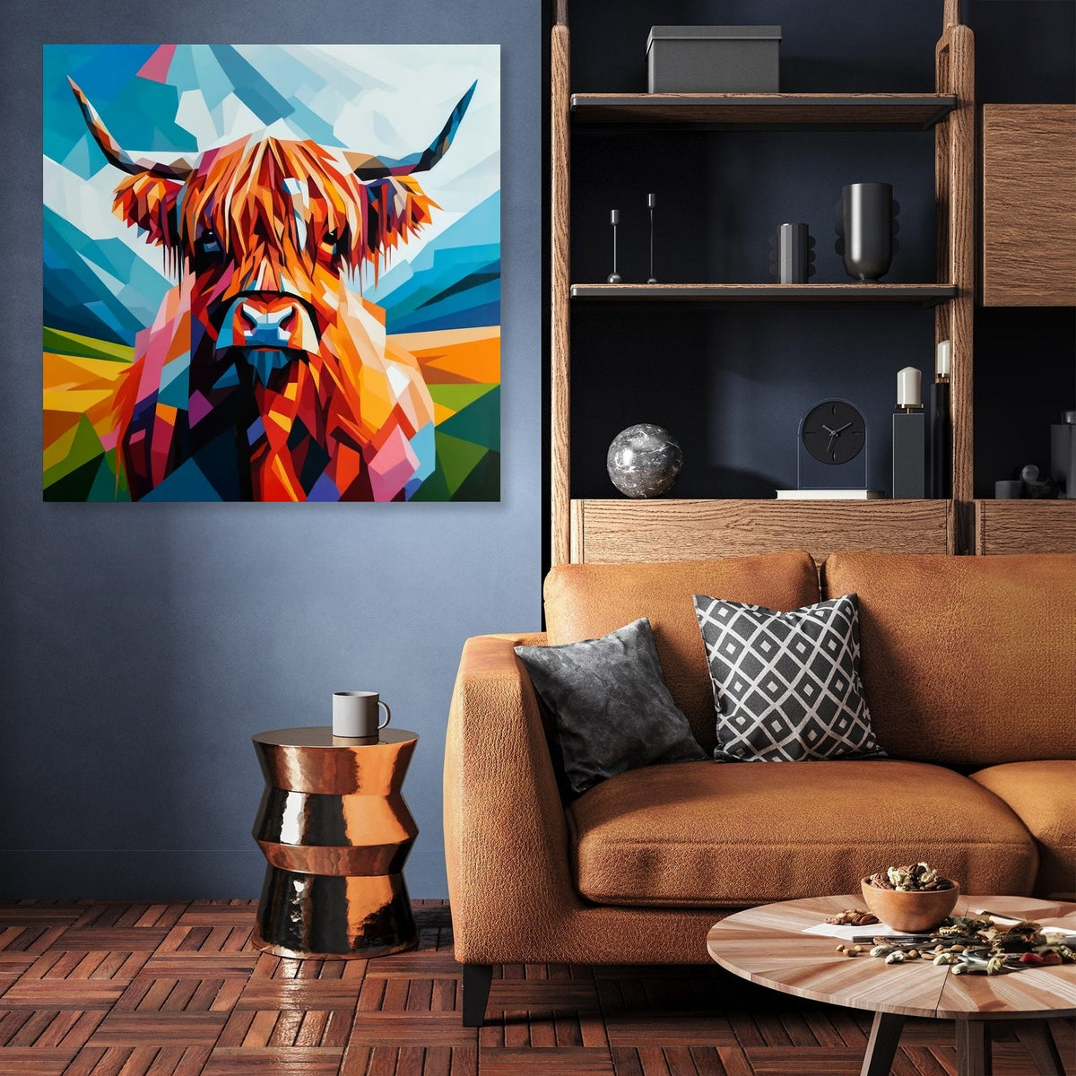 Cubist Highland Cow Essence Canvas