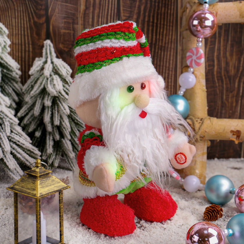 Animierte Musikalische Weihnachtsmann-Weihnachtsdekoration - LED Leuchtende Gehende Figur | Elektrisches Feiertagsornament mit Musik