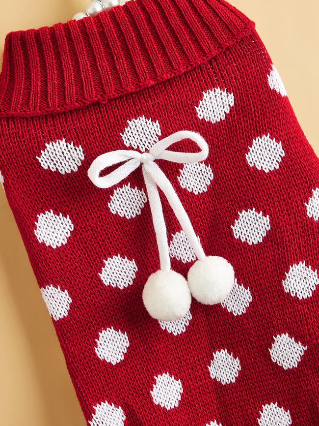 Polka Dot Dog Cat Lotus Leaf Skirt Sweater
