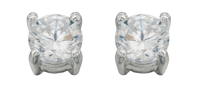 Beginnings Round Stud Earrings with Cubic Zirconia 5mm
