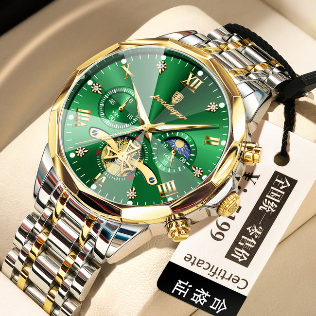 Wasserdichte multifunktionale trendige leuchtende High-End-Quarz-Herrenuhr