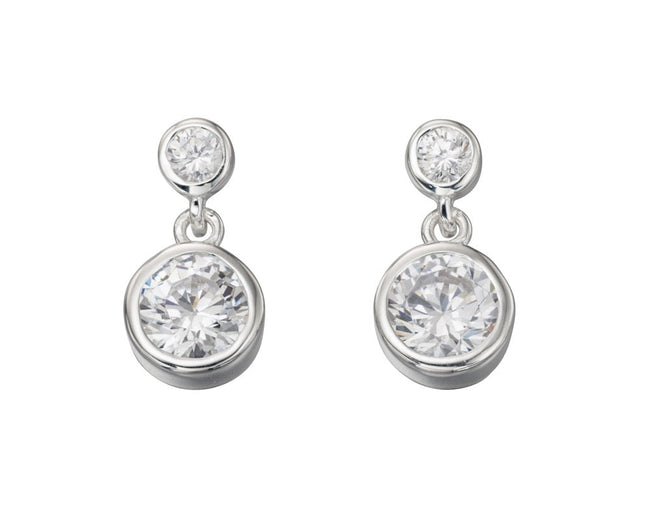 Beginnings Round Double Drop Earrings with Cubic Zirconia