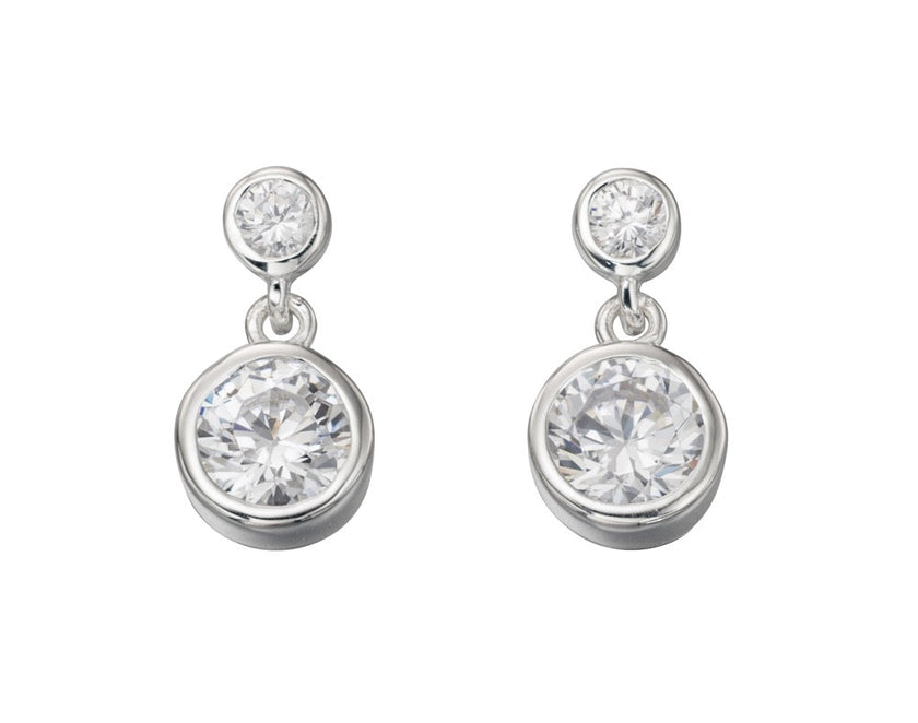 Beginnings Round Double Drop Earrings with Cubic Zirconia