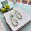 Hydra Large Teardrop Wire-Wrapped Gemstone Earrings Iolite, Blue Topaz & Apatite