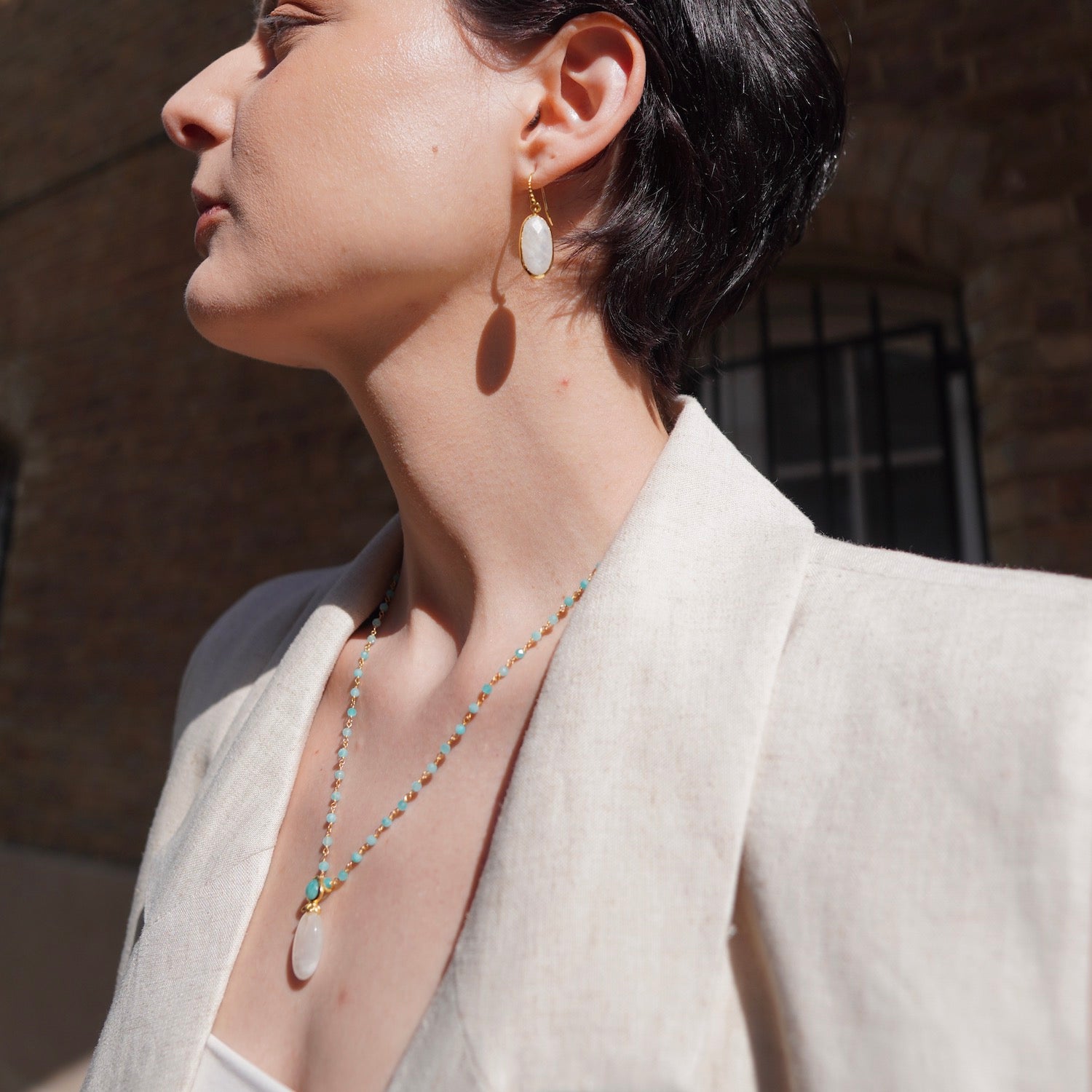 Charis Oval Gemstone Earrings Moonstone