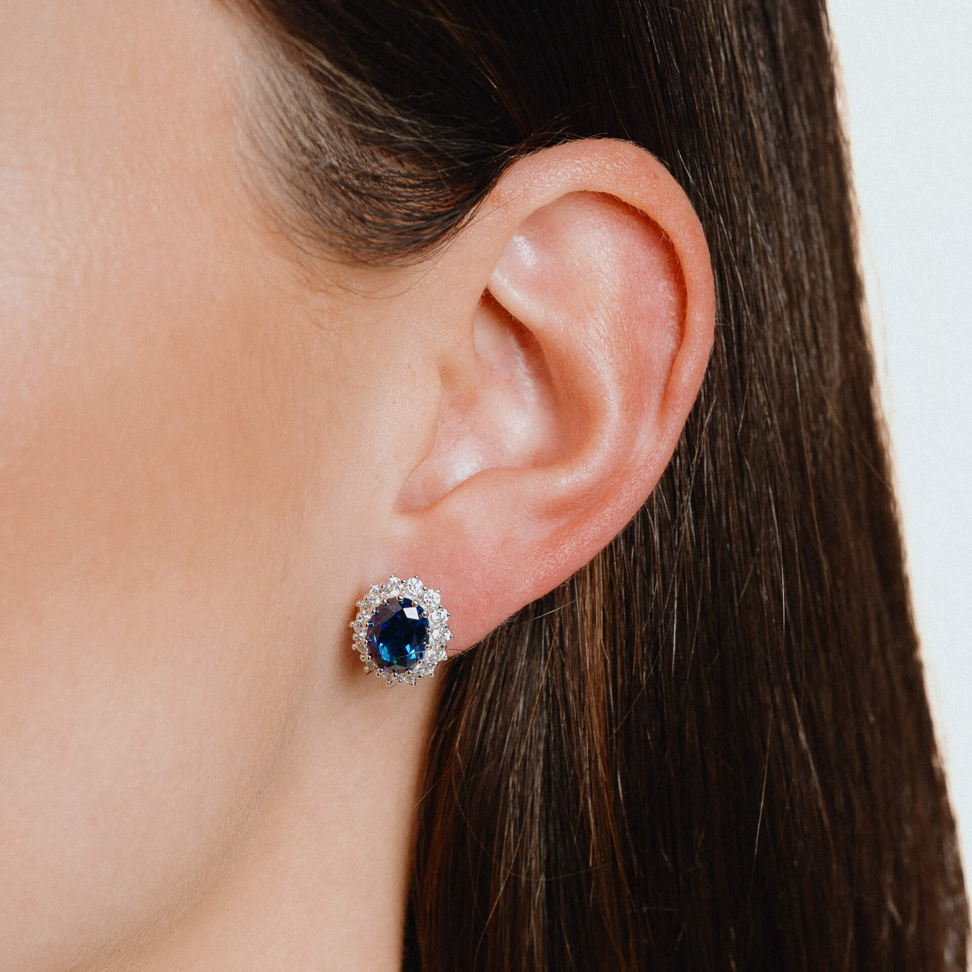 Diamonfire Oval Stud Earrings with Surround