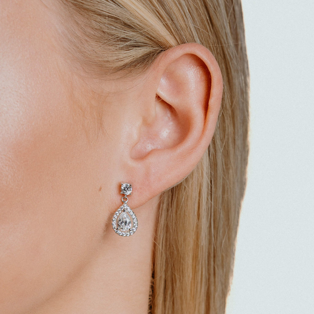 Diamonfire Teardrop Shaped Zirconia Drop Earrings