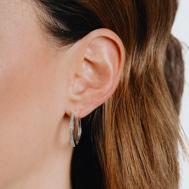 Diamonfire Classic Creole Zirconia Hoop Earrings