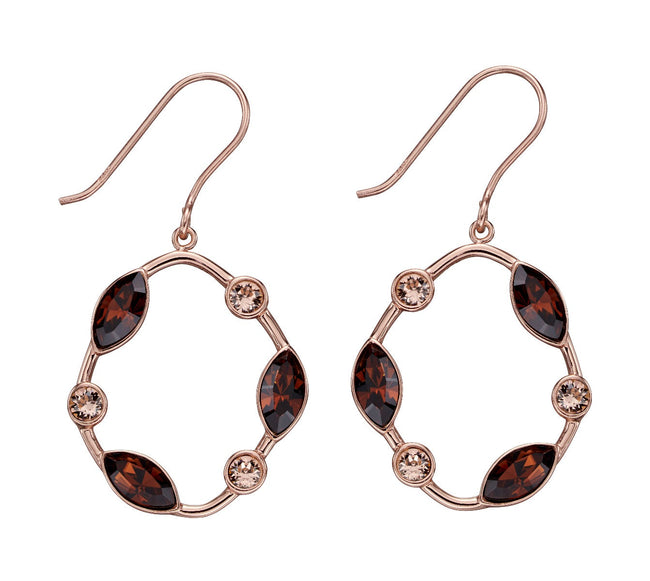 Beginnings Rose Gold Plated Smoked Topaz Crystal Earrings