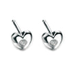 D For Diamond Heart Stud Earrings with Diamond