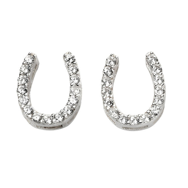 Beginnings Horse Shoe Shaped Stud Earrings with Cubic Zirconia