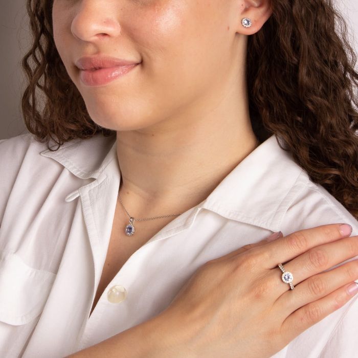 Diamonfire Blue Zirconia Pave Ring