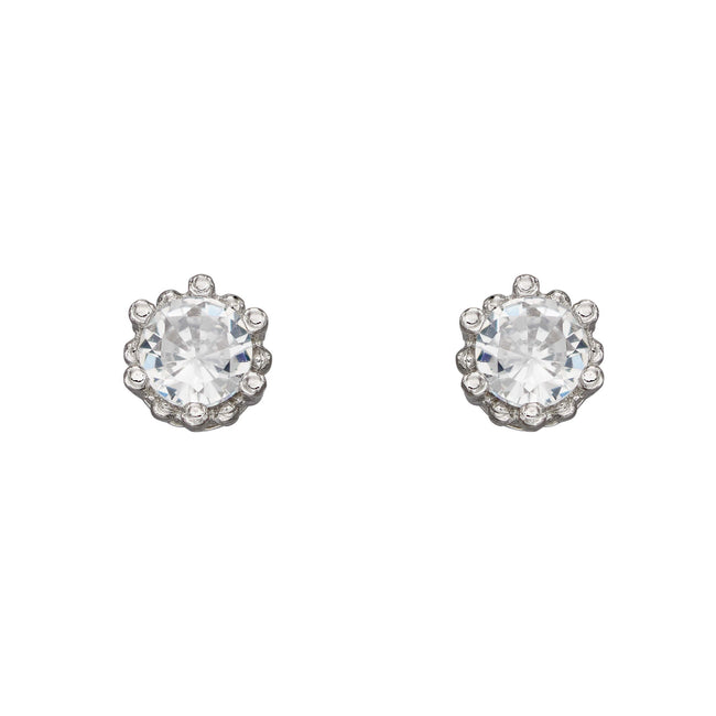 Beginnings Dotted Edge Round Stud Earrings