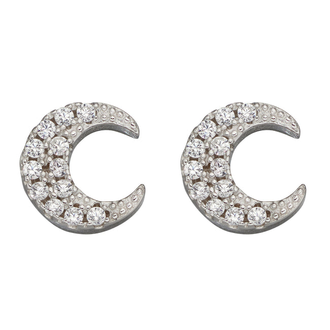Beginnings Crescent Moon Stud Earrings with Cubic Zirconia