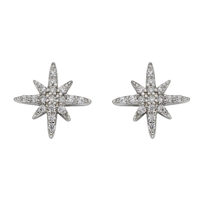 Beginnings Pave Set Cubic Zirconia Starburst Stud Earrings