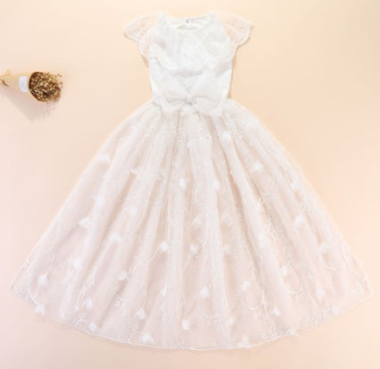 Wunderschönes besticktes Hochzeitskleid für Haustiere mit Schleppe
