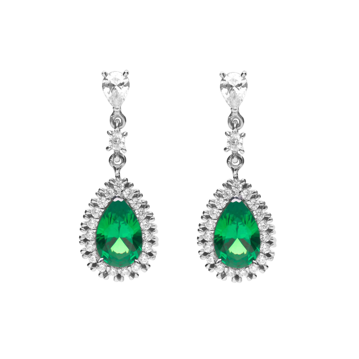 Diamonfire Teardrop and Pave Surround Earrings