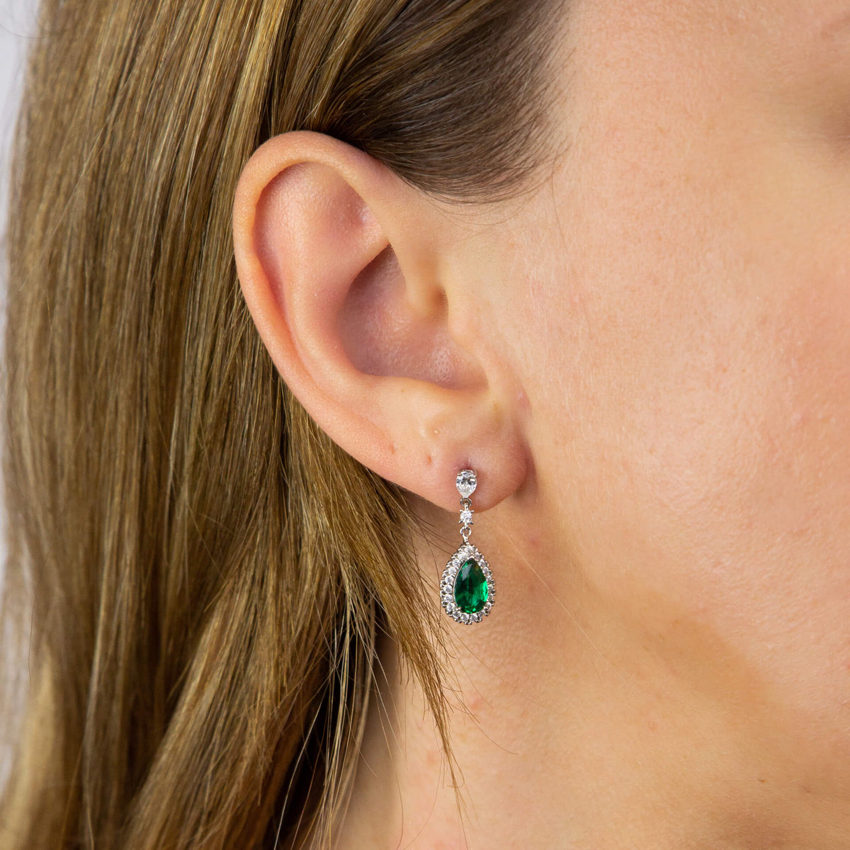 Diamonfire Teardrop and Pave Surround Earrings