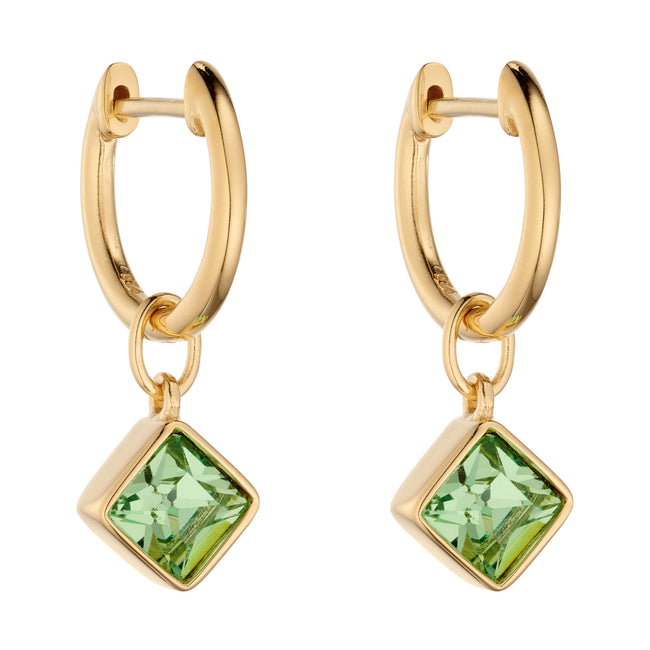 Pendientes de aro ensamblados Beginnings Square Crystal