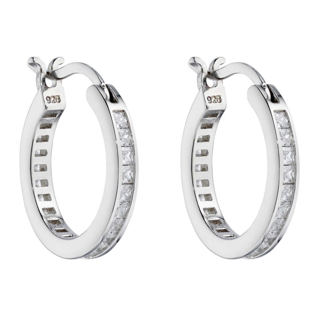 Beginnings Channel Set Hoop Earrings with Cubic Zirconia