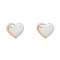 D For Diamond Rose Edge Heart Stud Earrings with Diamond