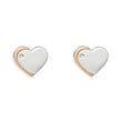 D For Diamond Rose Edge Heart Stud Earrings with Diamond