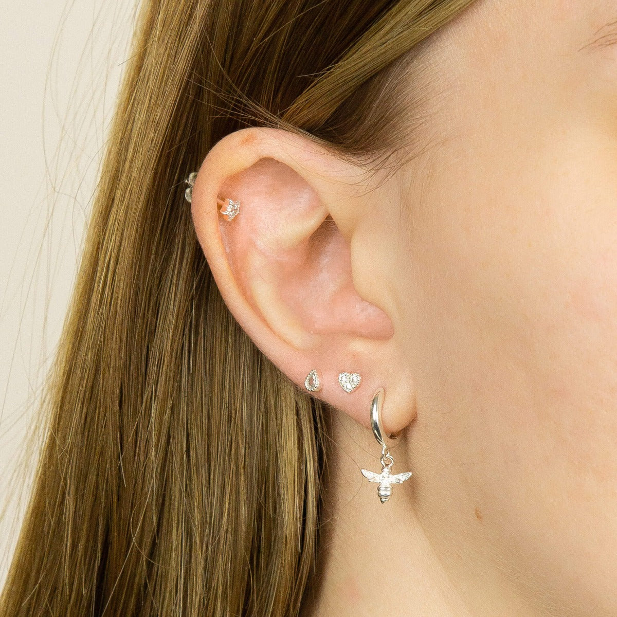 Beginnings Hoop Earrings with Bee Charm