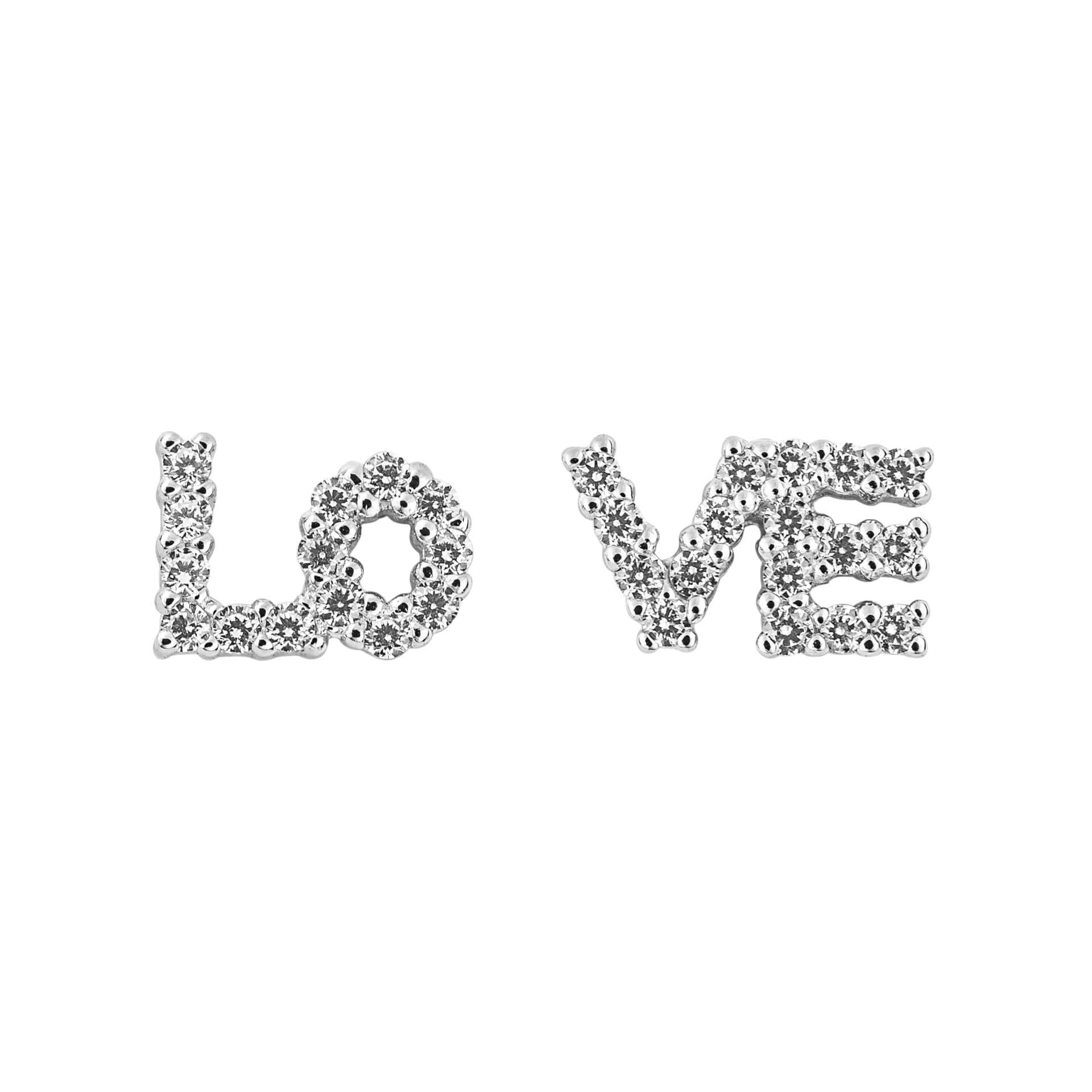 Beginnings LOVE Stud Earrings with Pave Cubic Zirconia