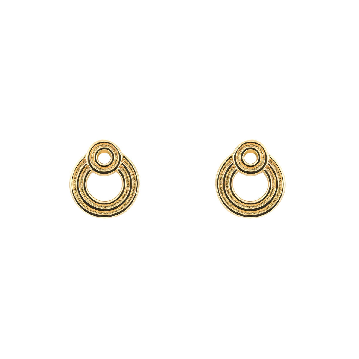 Beginnings Ridged Double Open Circle Stud Earrings
