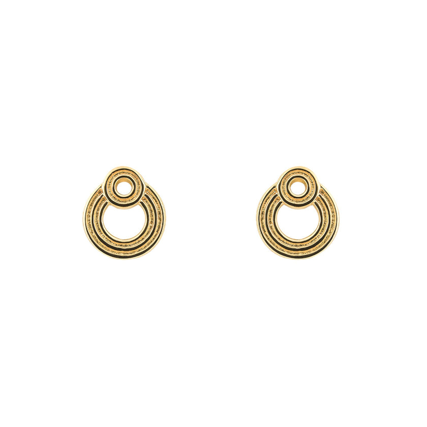 Beginnings Ridged Double Open Circle Stud Earrings