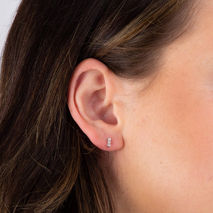 Beginnings Triple Cubic Zirconia Drop Stud Earrings