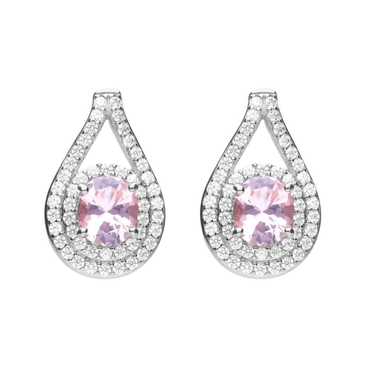 Diamonfire Teardrop Pink Zirconia Stud Earrings