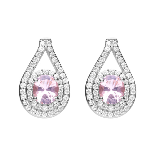 Diamonfire Teardrop Pink Zirconia Stud Earrings