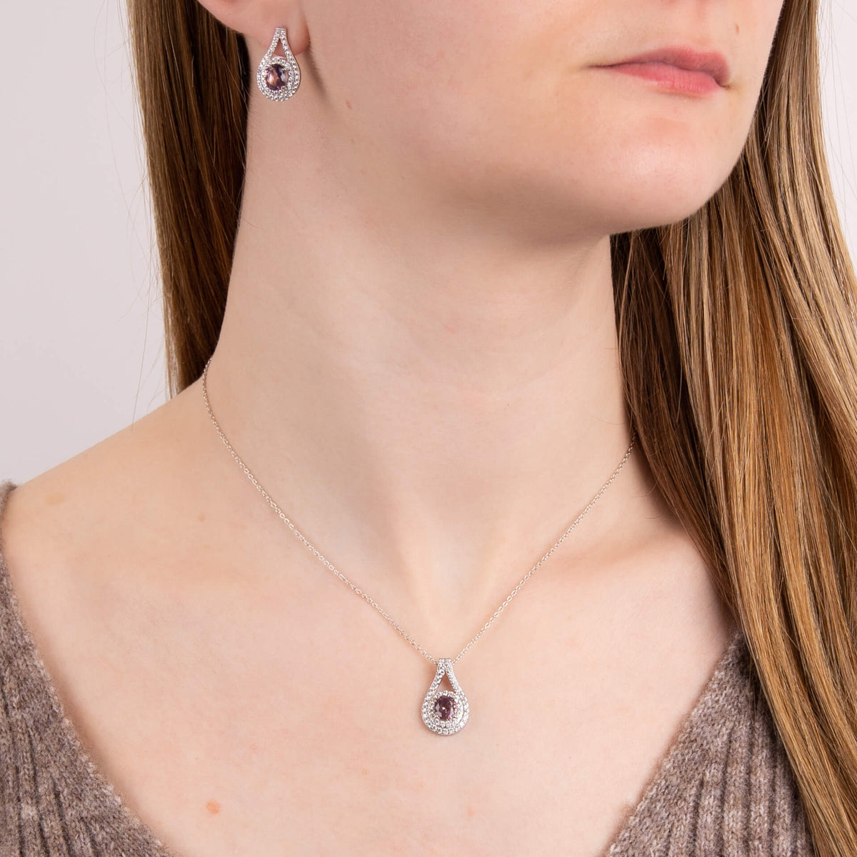 Diamonfire Anhänger Teardrop Pink Zirkonia