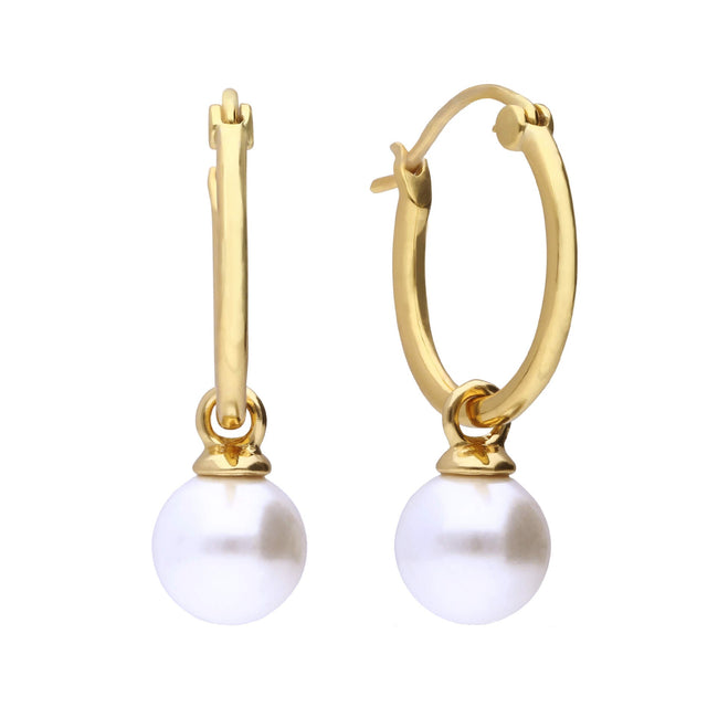 Pendientes de aro Diamonfire ensamblados con perla de concha