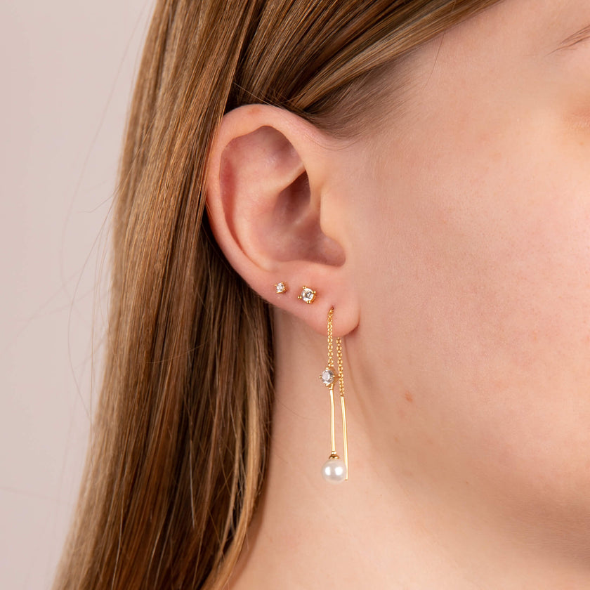 Diamonfire Pull Through Chain Drop Earrings