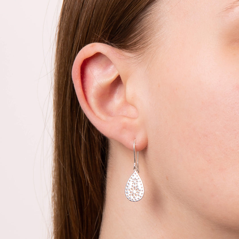 Beginnings Cut Out Lace Pattern Drop Earrings