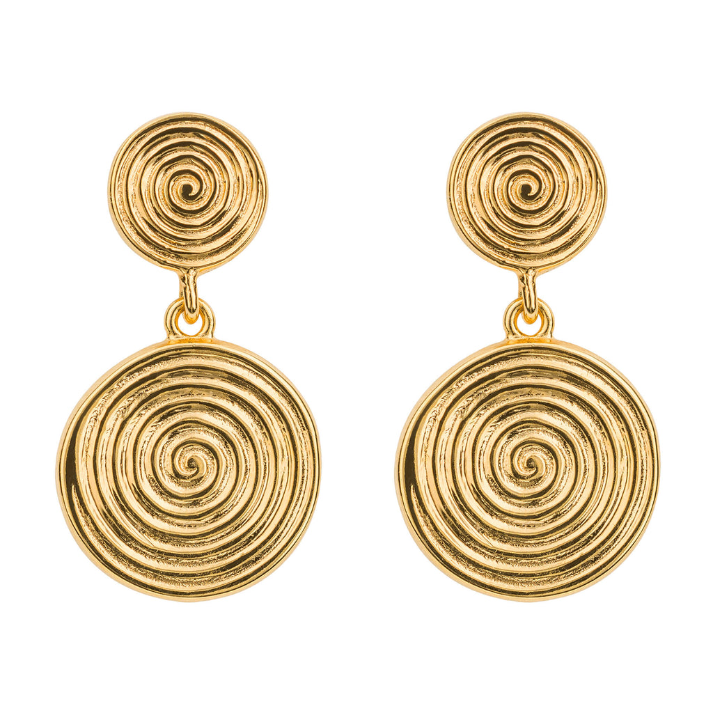 Beginnings Double Spiral Disc Drop Earrings