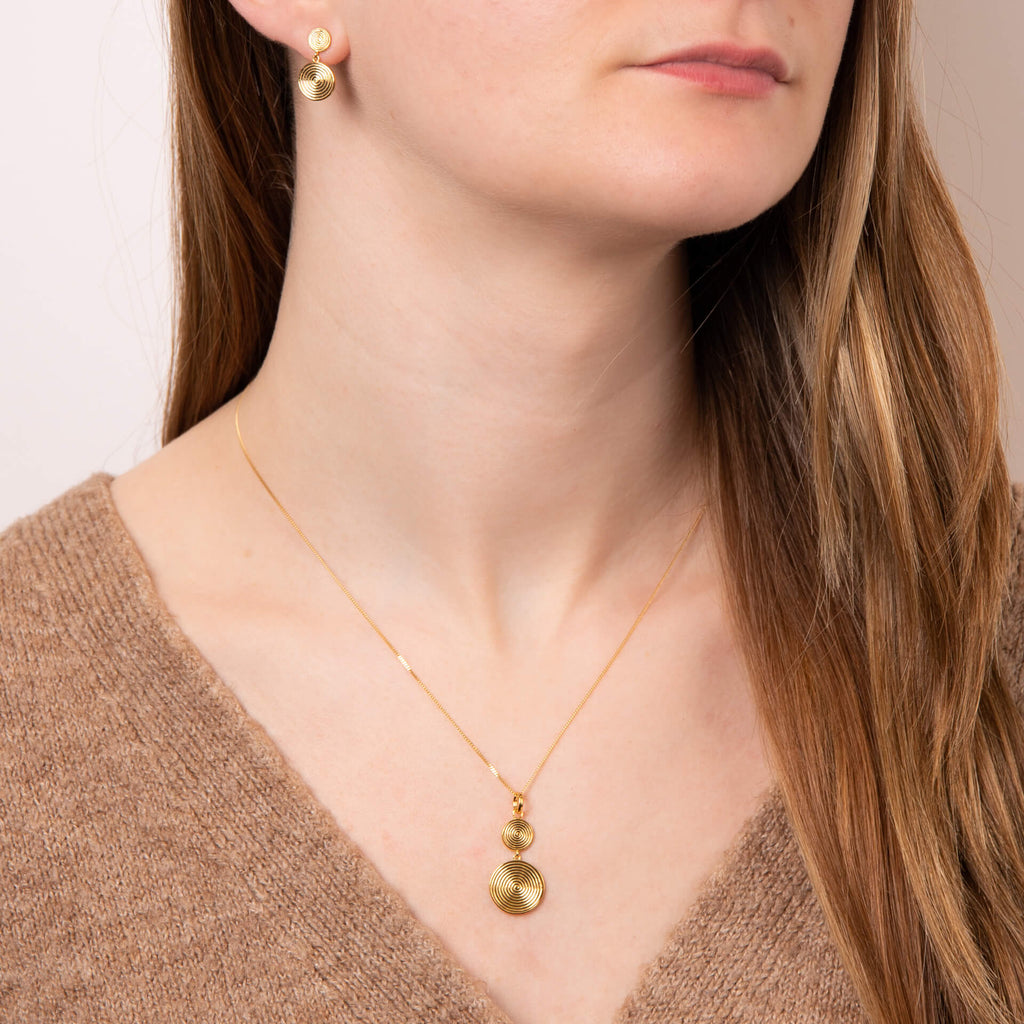 Beginnings Double Spiral Disc Drop Pendant
