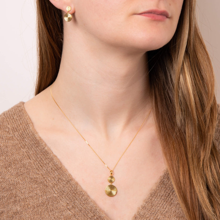 Beginnings Double Spiral Disc Drop Pendant