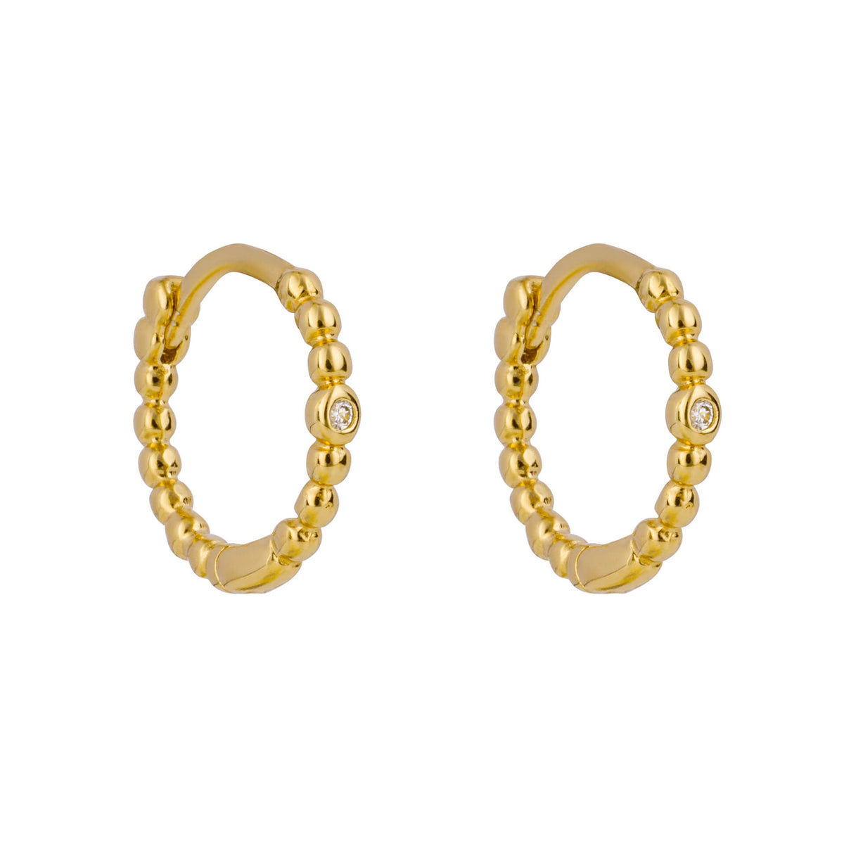Beginnings Beaded Hoop Earrings with Cubic Zirconia