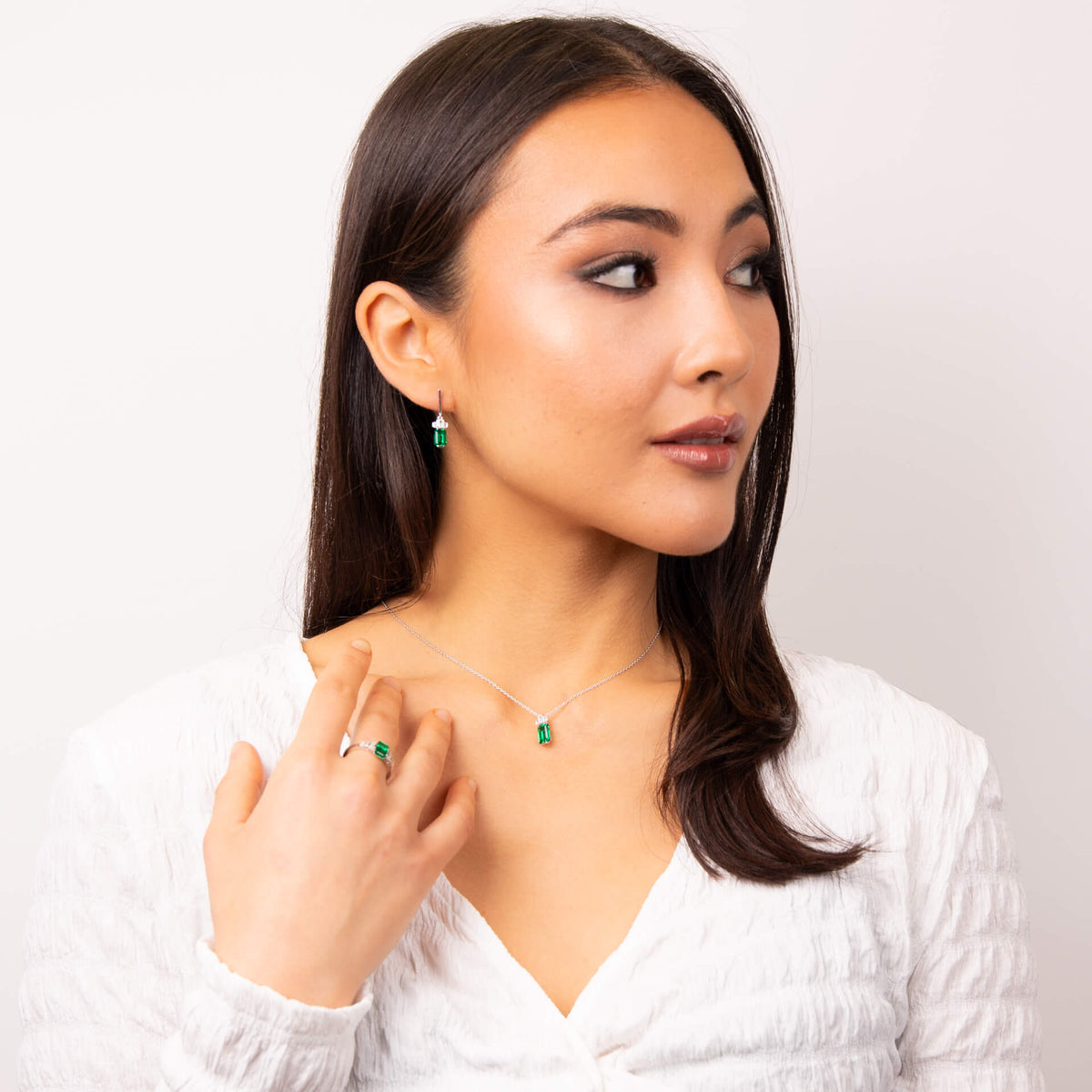 Diamonfire Emerald Cut Zirconia Drop Earrings