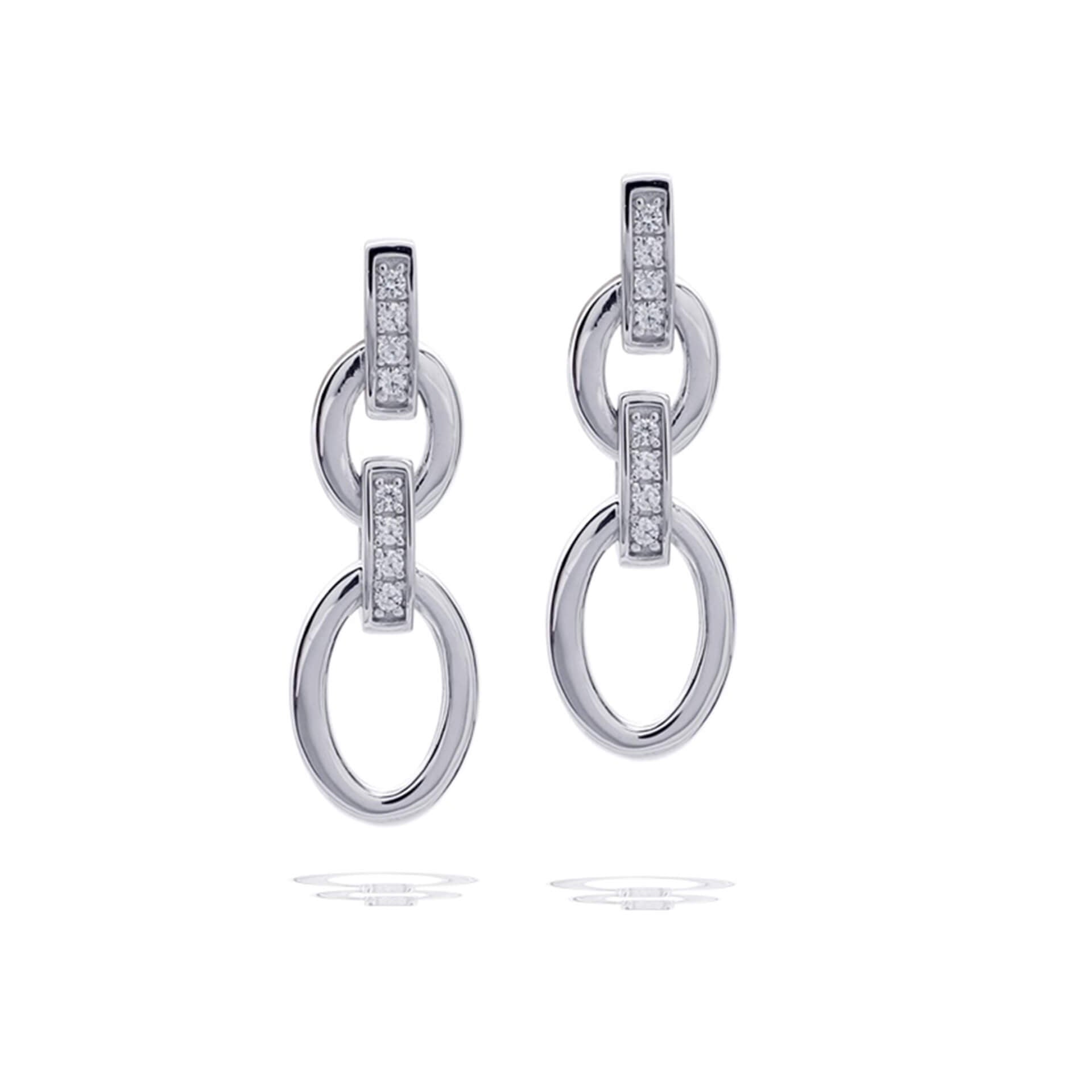 Diamonfire Offene Ovale Kettenglieder-Hängeohrringe